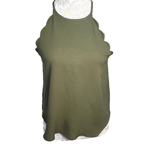 Mine Green Scalloped Halter Top with Back keyhole neckline. Size S. - Picture 1 of 6